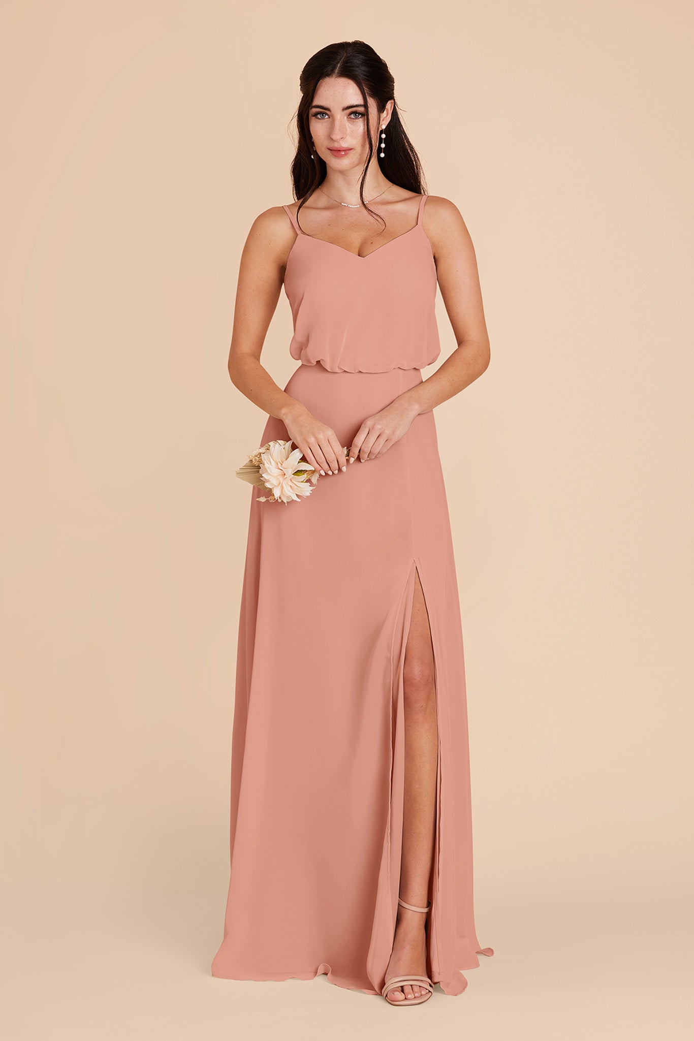 Gwennie Dress With Slit - Dusty Rose