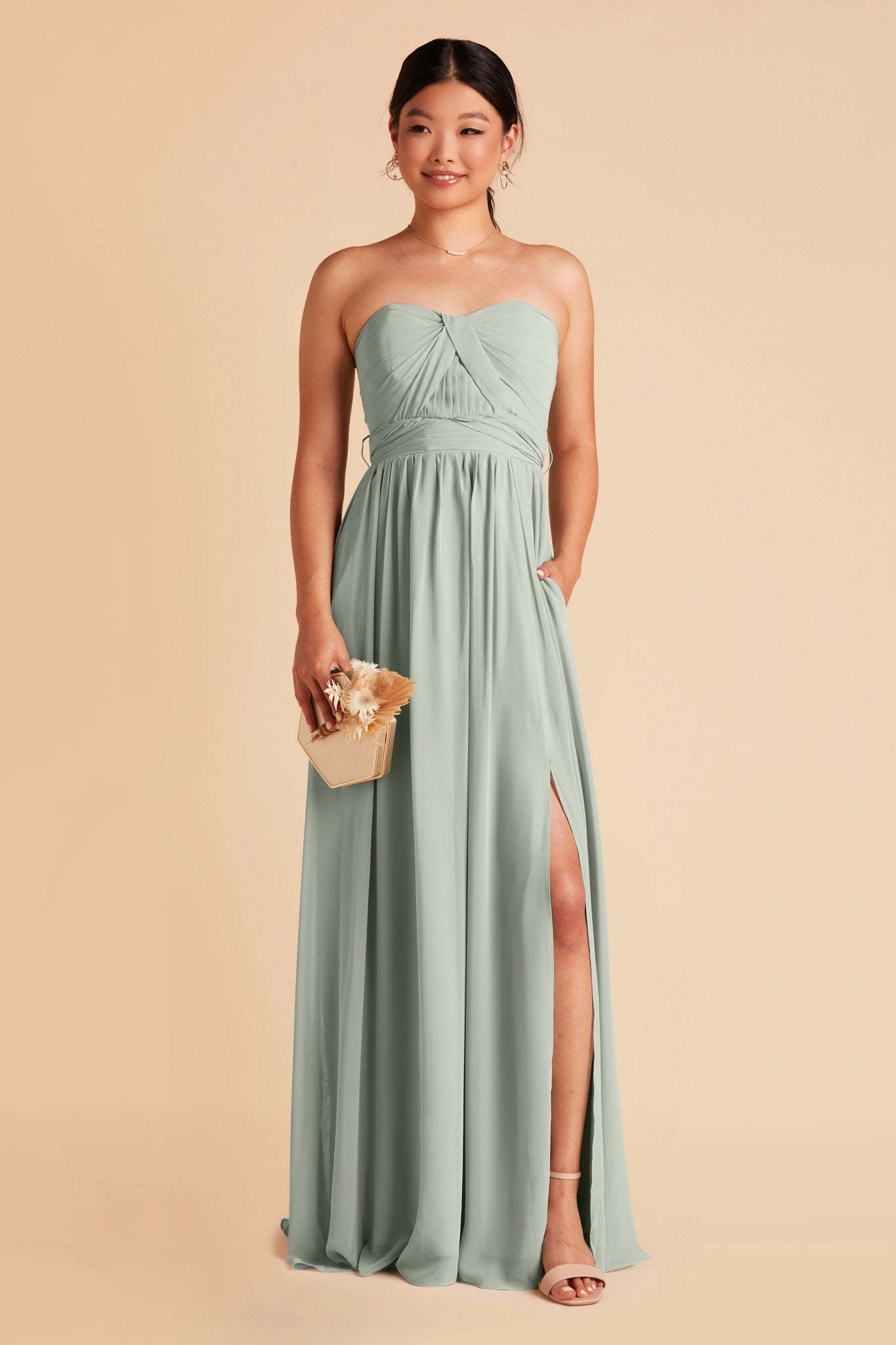 Grace Convertible Dress With Slit - Sage